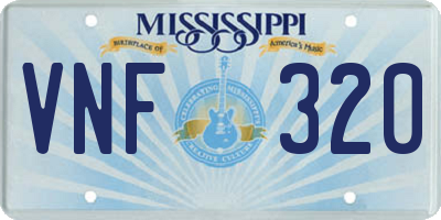 MS license plate VNF320