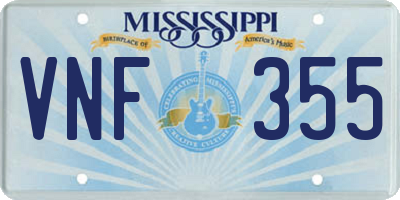MS license plate VNF355