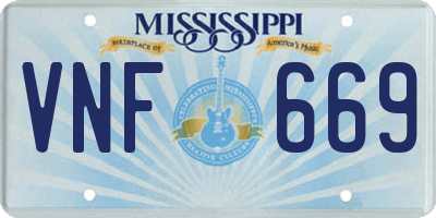 MS license plate VNF669