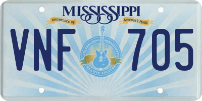 MS license plate VNF705