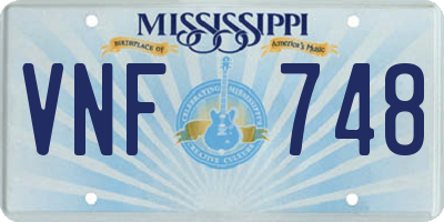 MS license plate VNF748