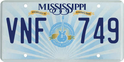 MS license plate VNF749