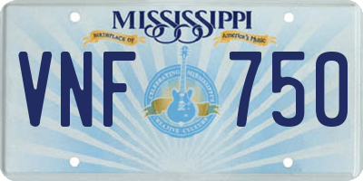 MS license plate VNF750