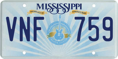 MS license plate VNF759