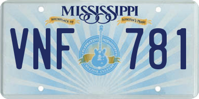 MS license plate VNF781