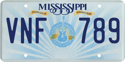 MS license plate VNF789