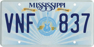 MS license plate VNF837