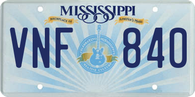 MS license plate VNF840