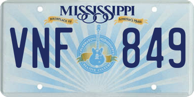 MS license plate VNF849