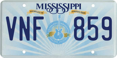 MS license plate VNF859