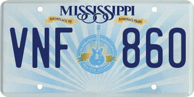 MS license plate VNF860