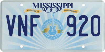 MS license plate VNF920