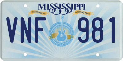 MS license plate VNF981