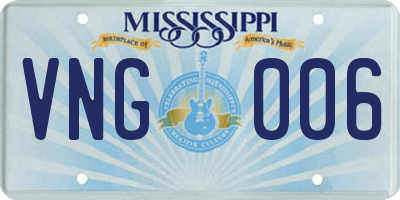 MS license plate VNG006