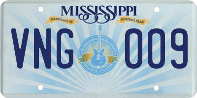 MS license plate VNG009