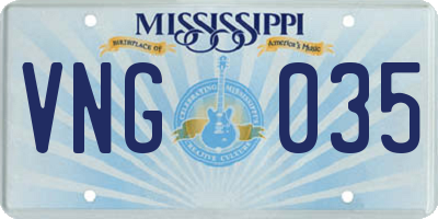 MS license plate VNG035