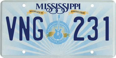 MS license plate VNG231