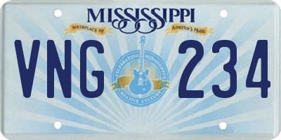 MS license plate VNG234