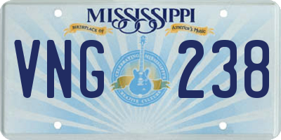 MS license plate VNG238