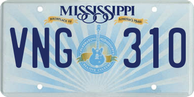 MS license plate VNG310