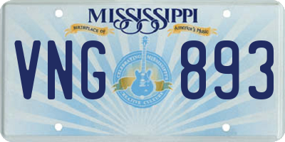 MS license plate VNG893