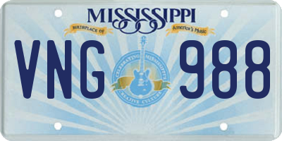 MS license plate VNG988