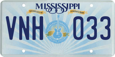 MS license plate VNH033