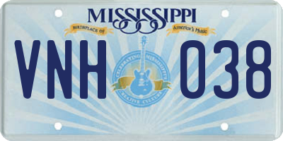 MS license plate VNH038