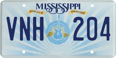 MS license plate VNH204