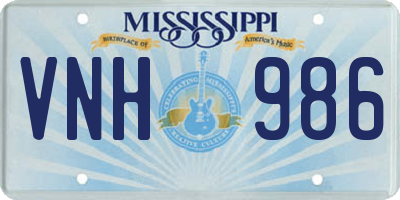 MS license plate VNH986