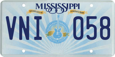 MS license plate VNI058