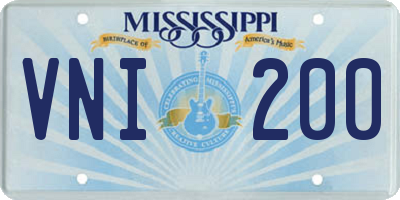 MS license plate VNI200
