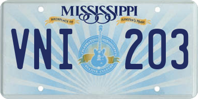 MS license plate VNI203