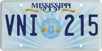 MS license plate VNI215