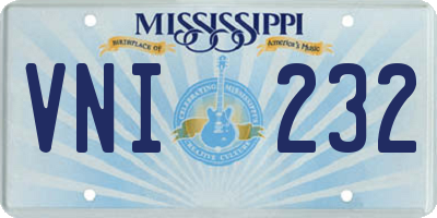 MS license plate VNI232