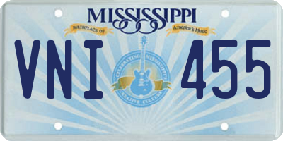 MS license plate VNI455