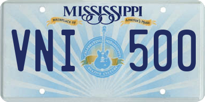 MS license plate VNI500