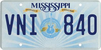 MS license plate VNI840