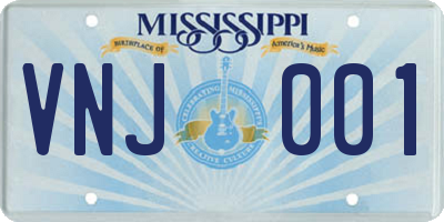 MS license plate VNJ001