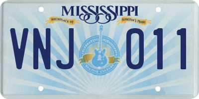 MS license plate VNJ011