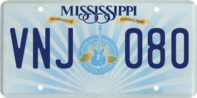 MS license plate VNJ080