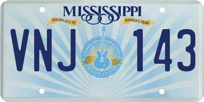 MS license plate VNJ143