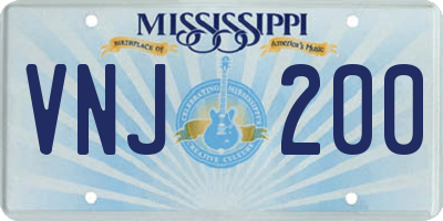 MS license plate VNJ200