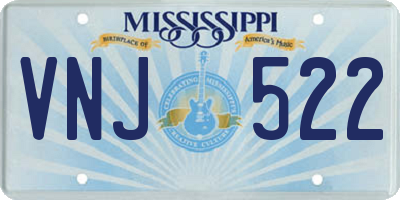 MS license plate VNJ522