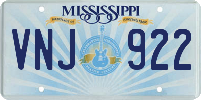 MS license plate VNJ922