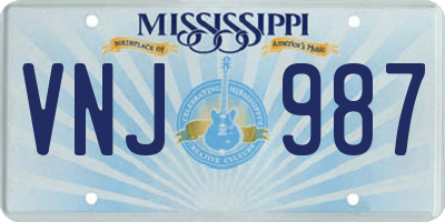 MS license plate VNJ987