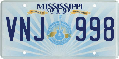 MS license plate VNJ998