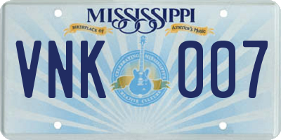 MS license plate VNK007
