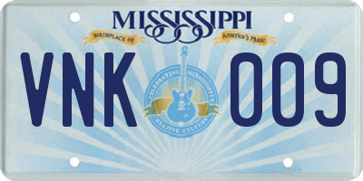 MS license plate VNK009