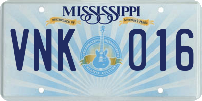 MS license plate VNK016